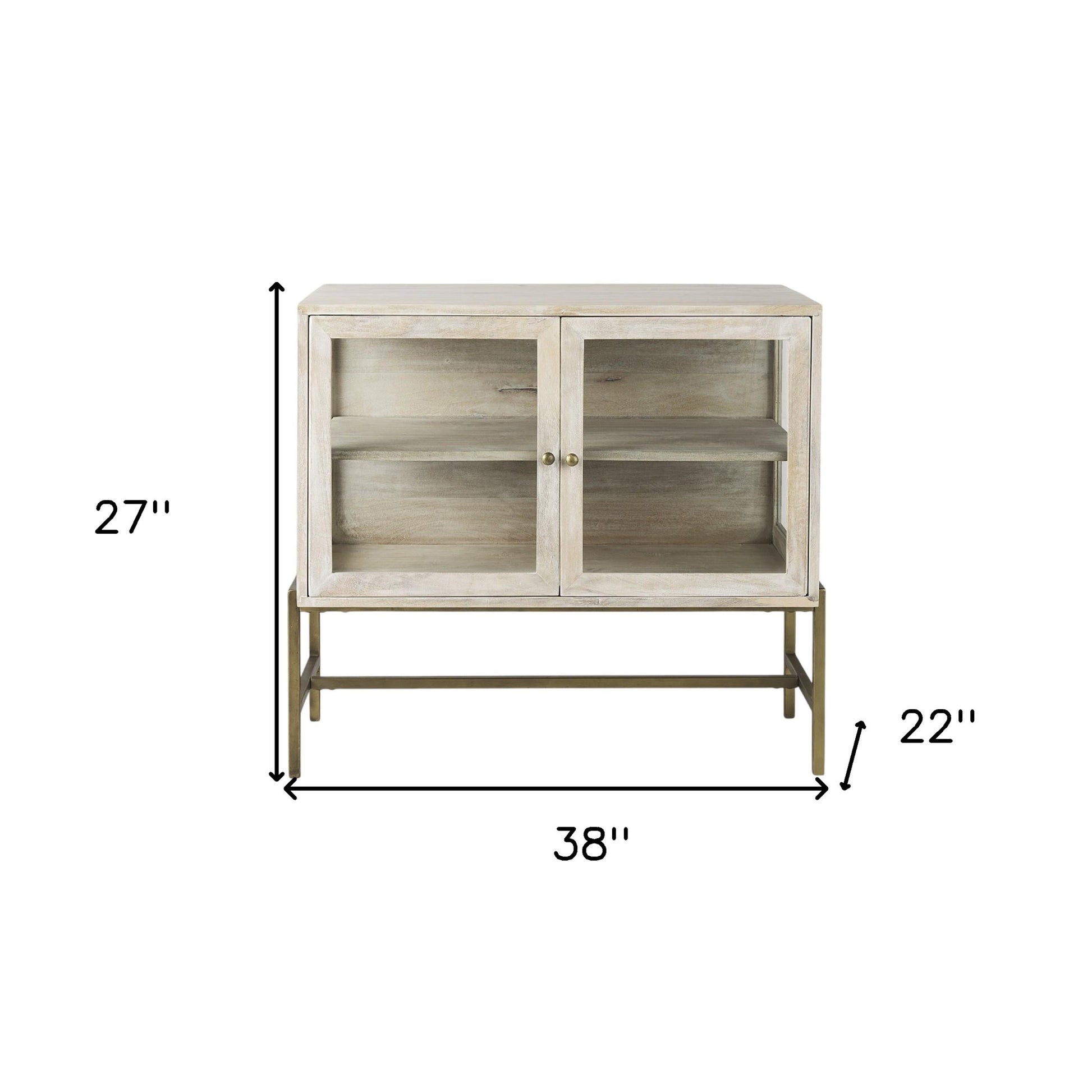 38" White Solid Wood Sideboard with Two Glass Doors-7