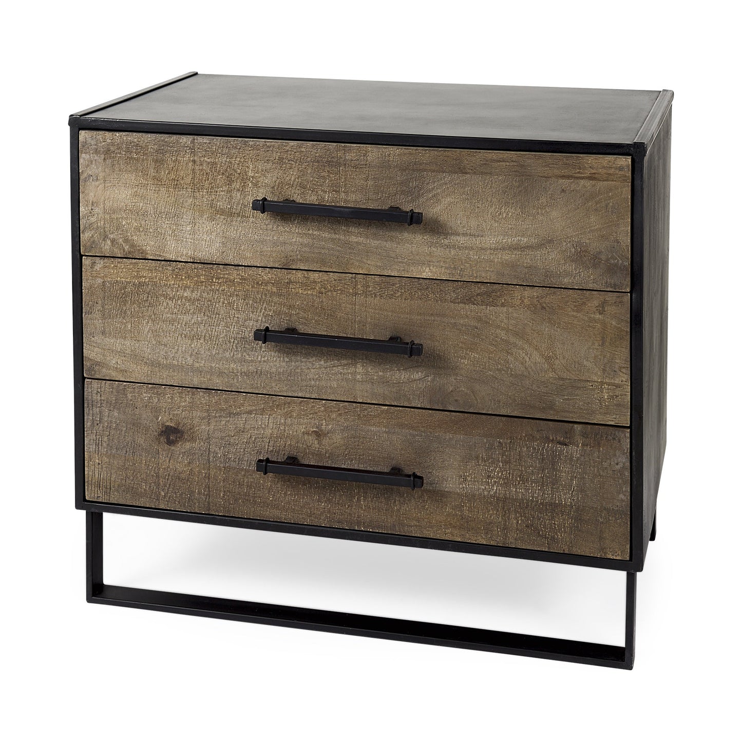20" Brown and Black Distressed Accent Cabinet With Three Drawers-1