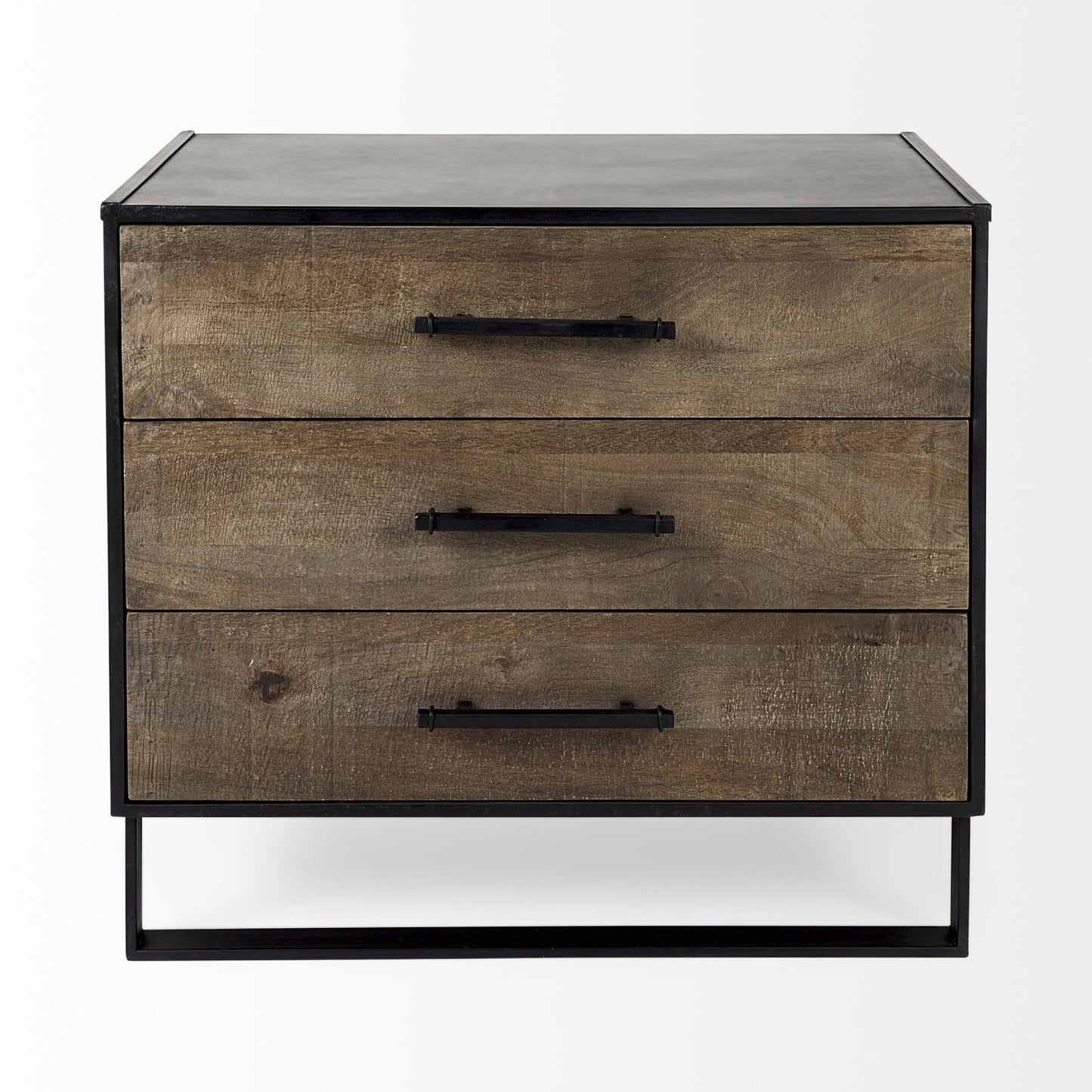 20" Brown and Black Distressed Accent Cabinet With Three Drawers-2