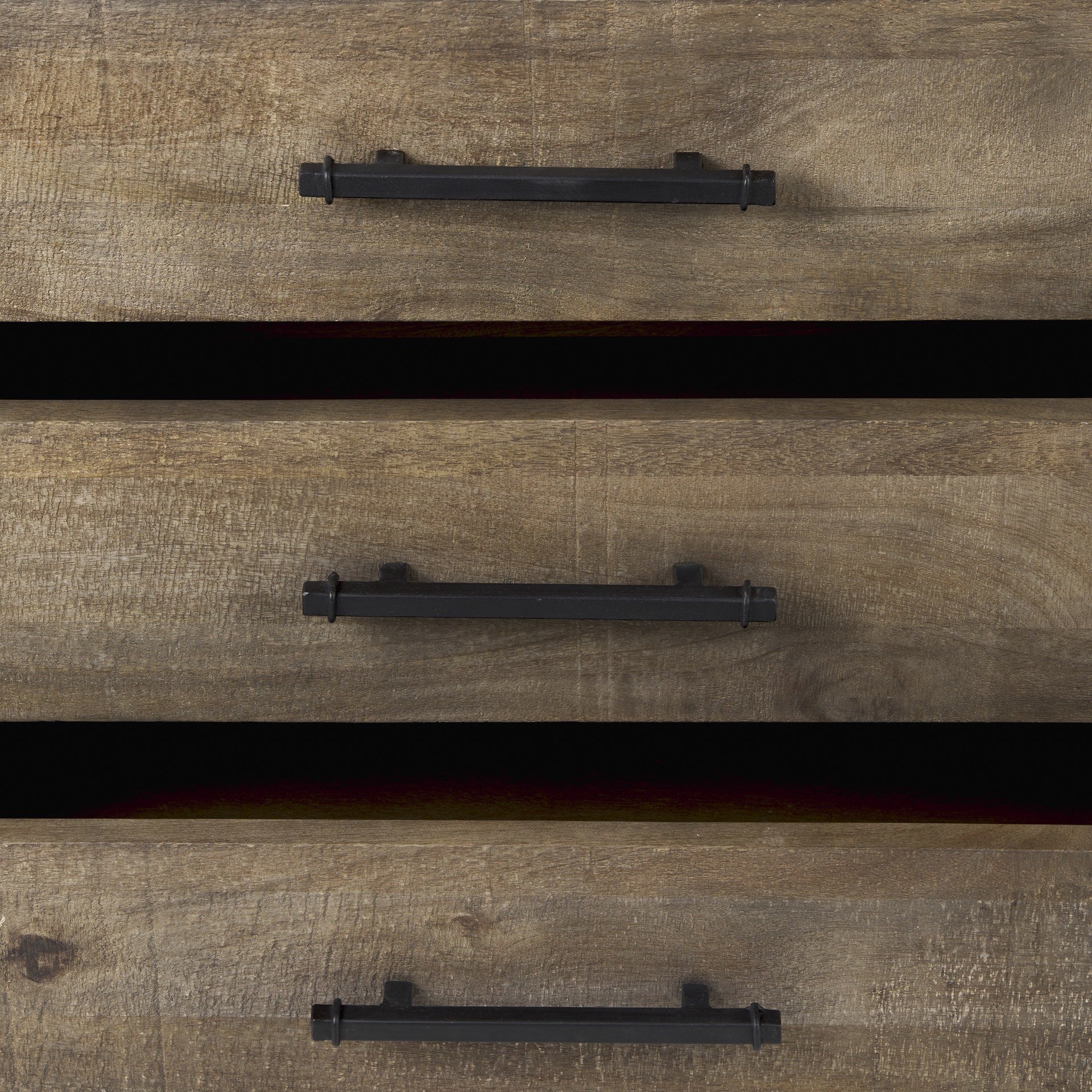 20" Brown and Black Distressed Accent Cabinet With Three Drawers-6
