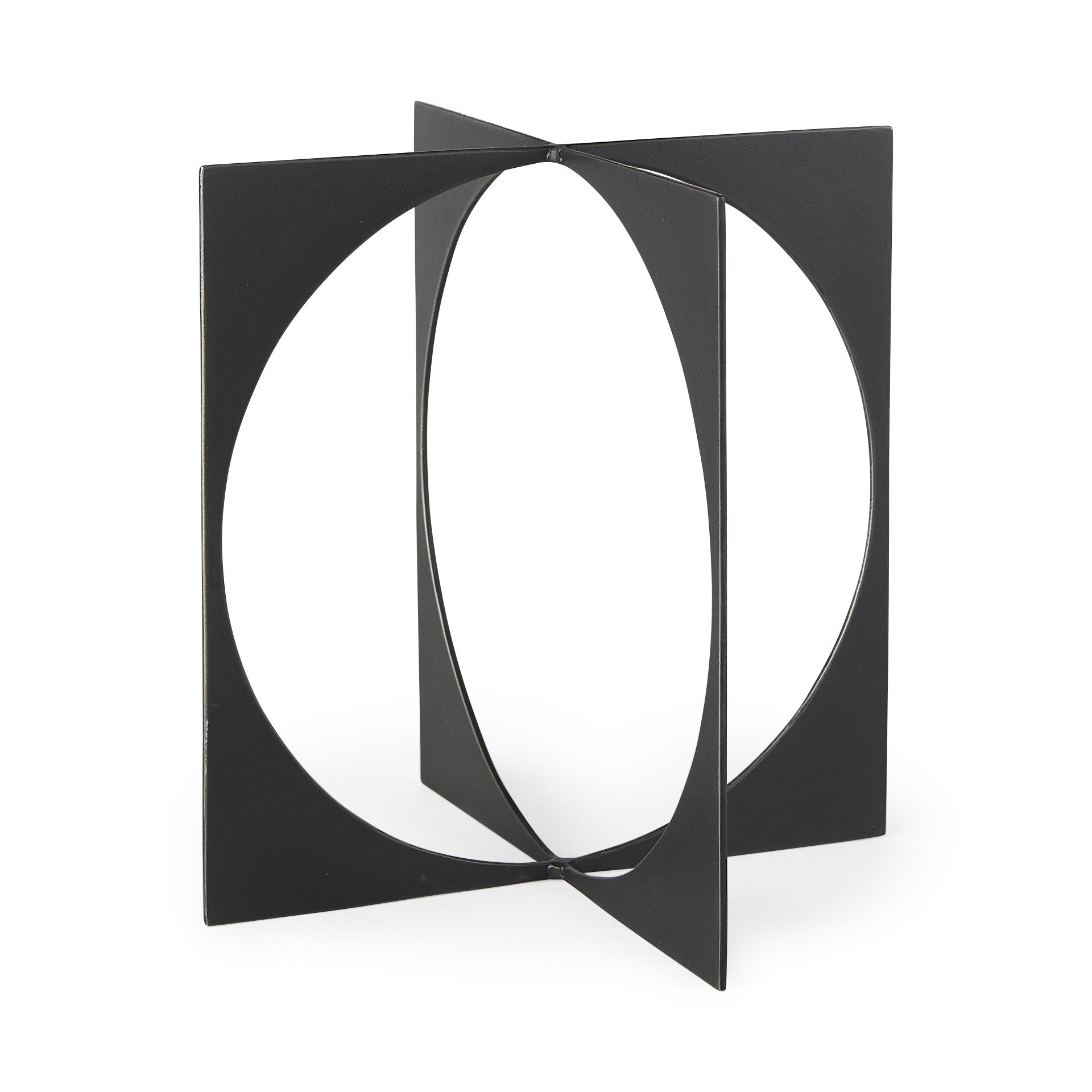 6" Charcoal Gray Metal Circle Square Sculpture-1