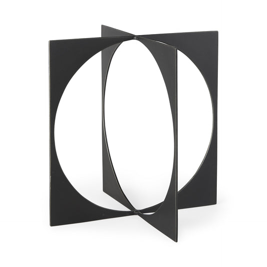 6" Charcoal Gray Metal Circle Square Sculpture-1