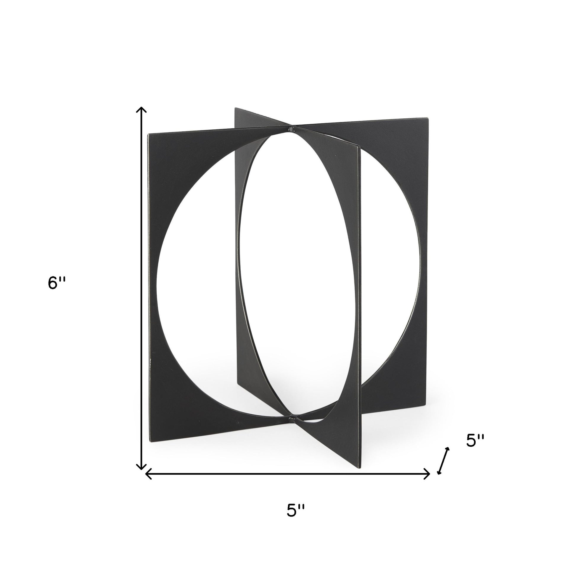 6" Charcoal Gray Metal Circle Square Sculpture-4