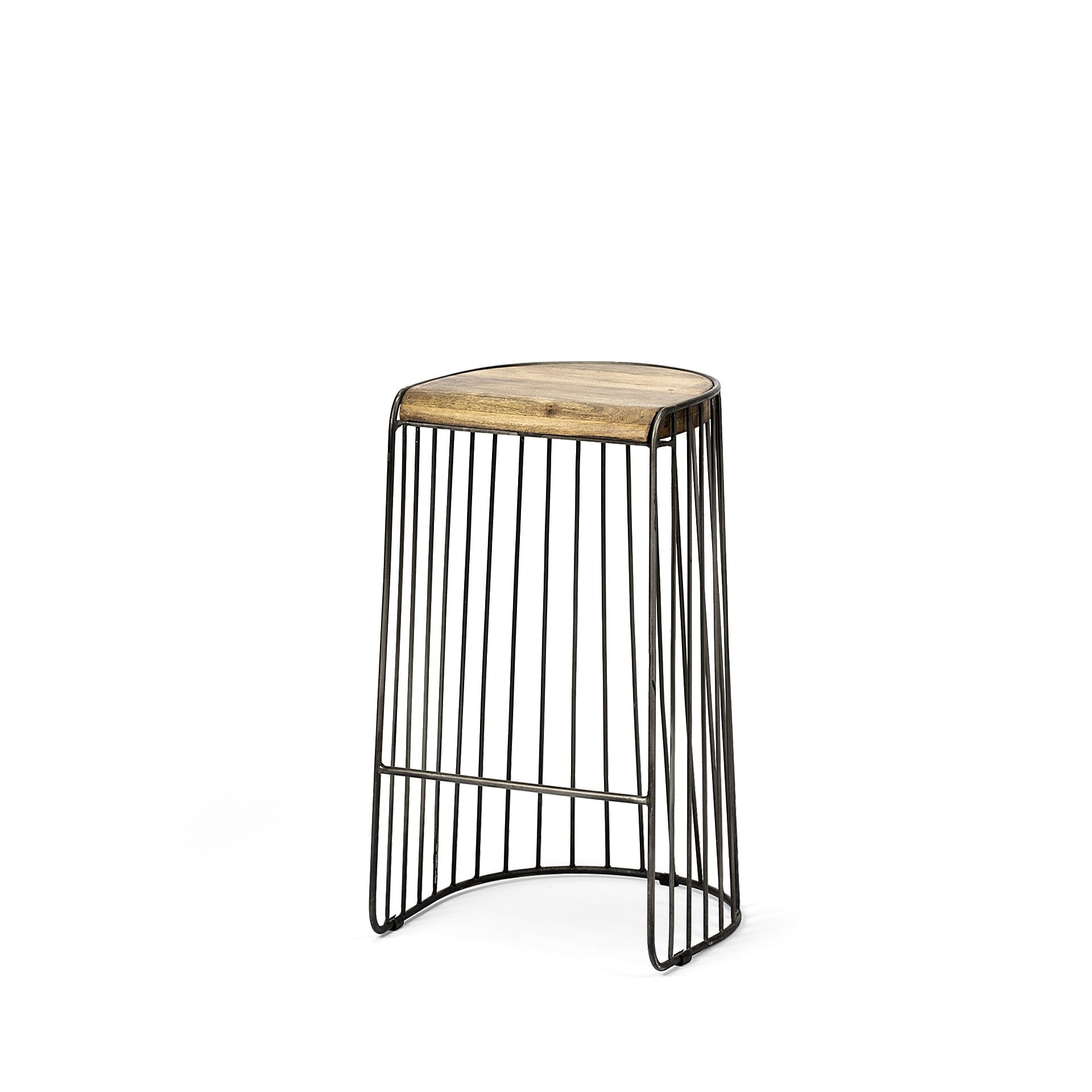 29" Black Solid Wood and Metal Backless Bar Chair-0