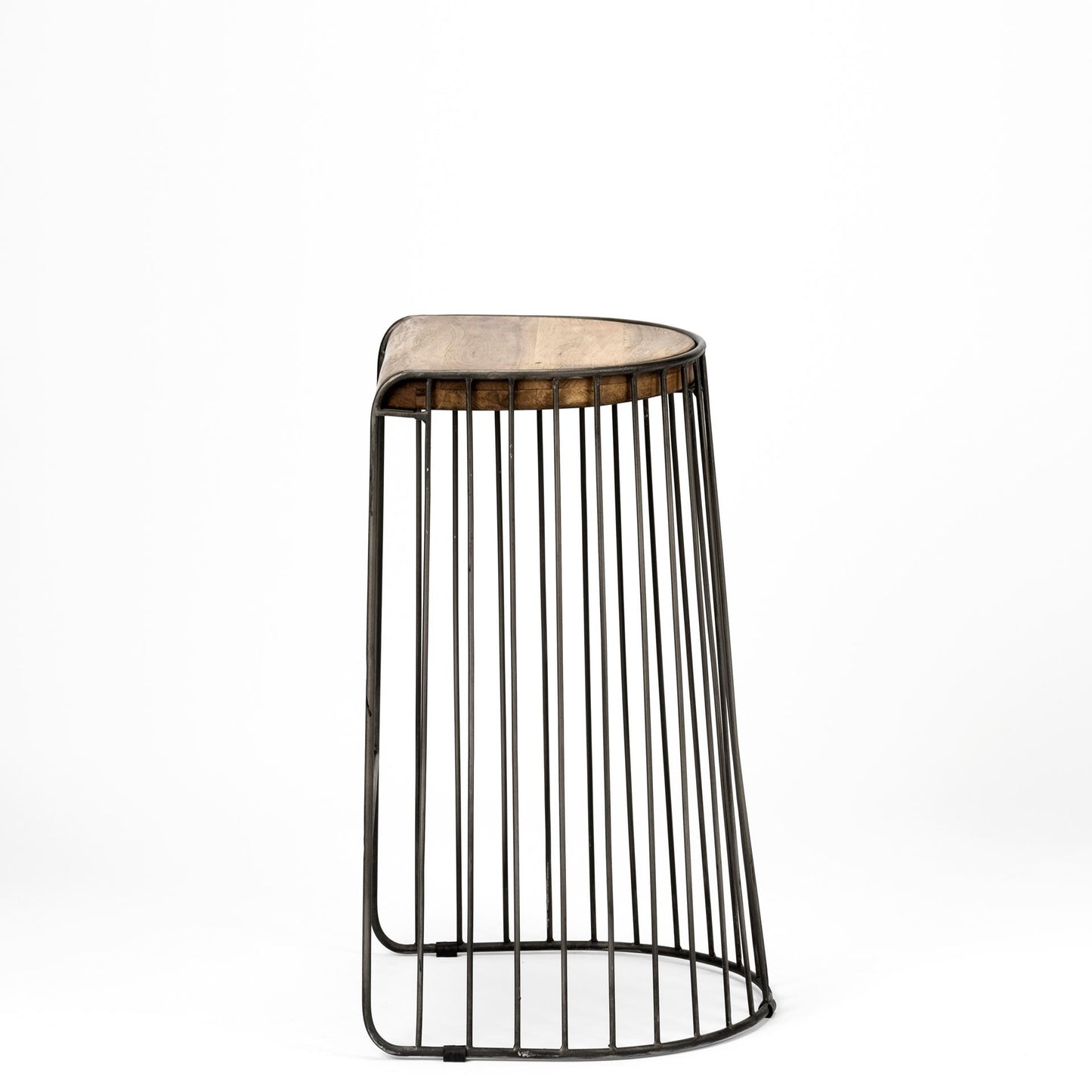 29" Black Solid Wood and Metal Backless Bar Chair-3