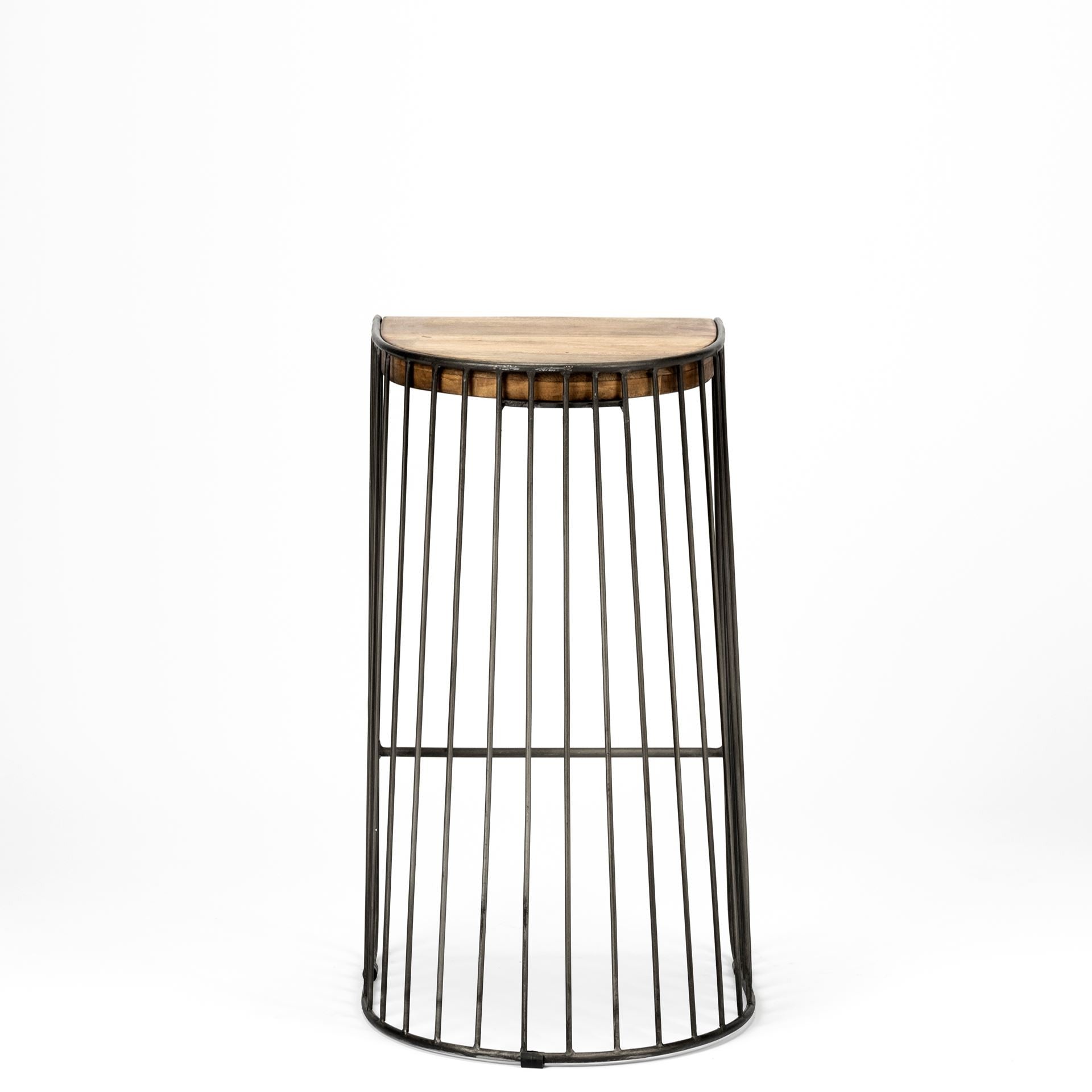 29" Black Solid Wood and Metal Backless Bar Chair-4