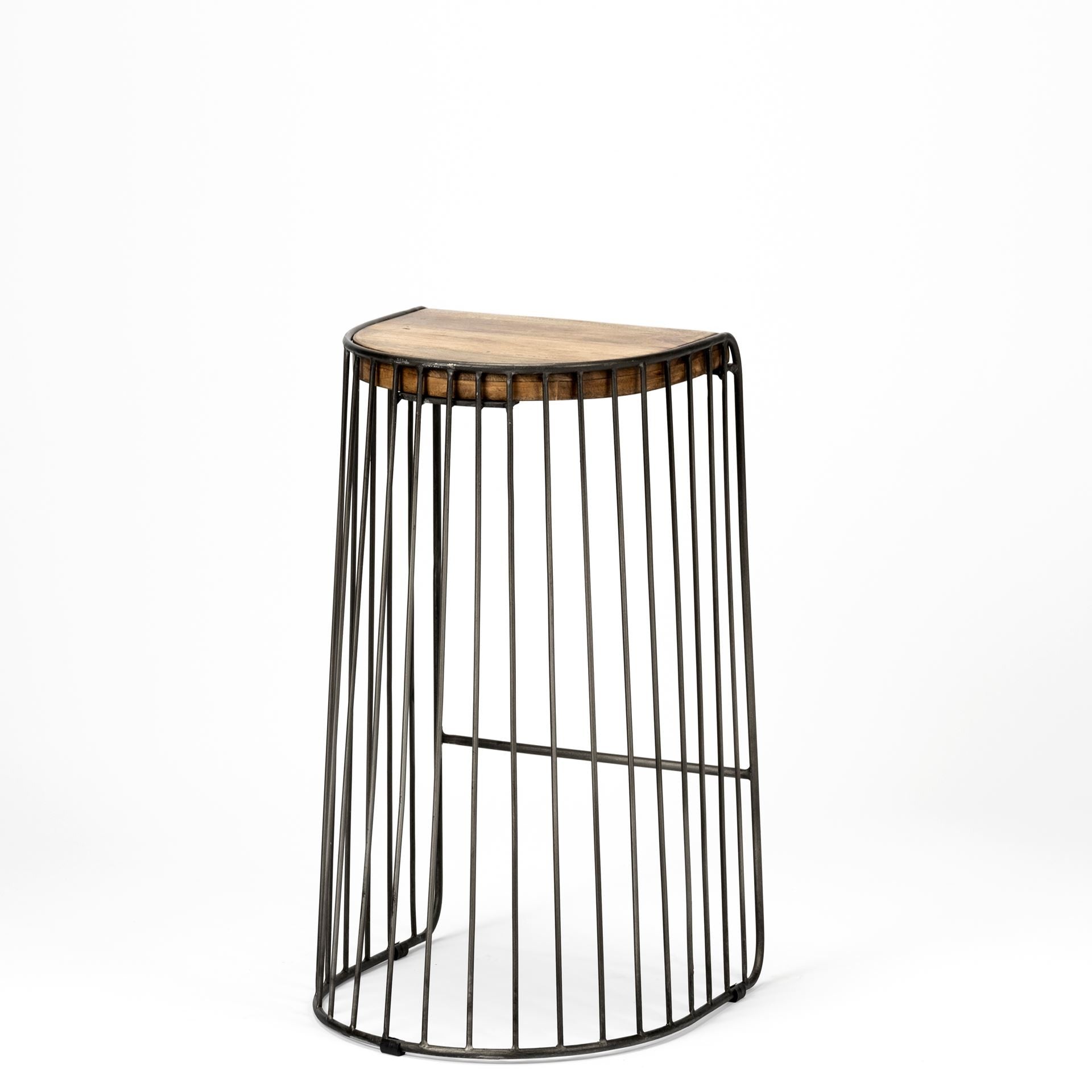29" Black Solid Wood and Metal Backless Bar Chair-5