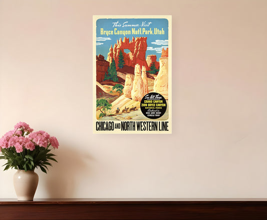 12" X 18" Vintage 1950S Bryce Canyon National Park Wall Art-1