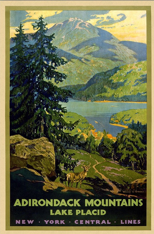 12" X 18" Vintage 1920S Adirondack Mountains Wall Art-0
