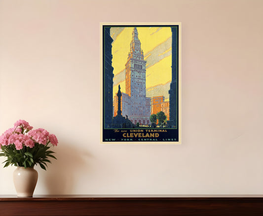 Cleveland Union Terminal Vintage Travel Unframed Print Wall Art-0
