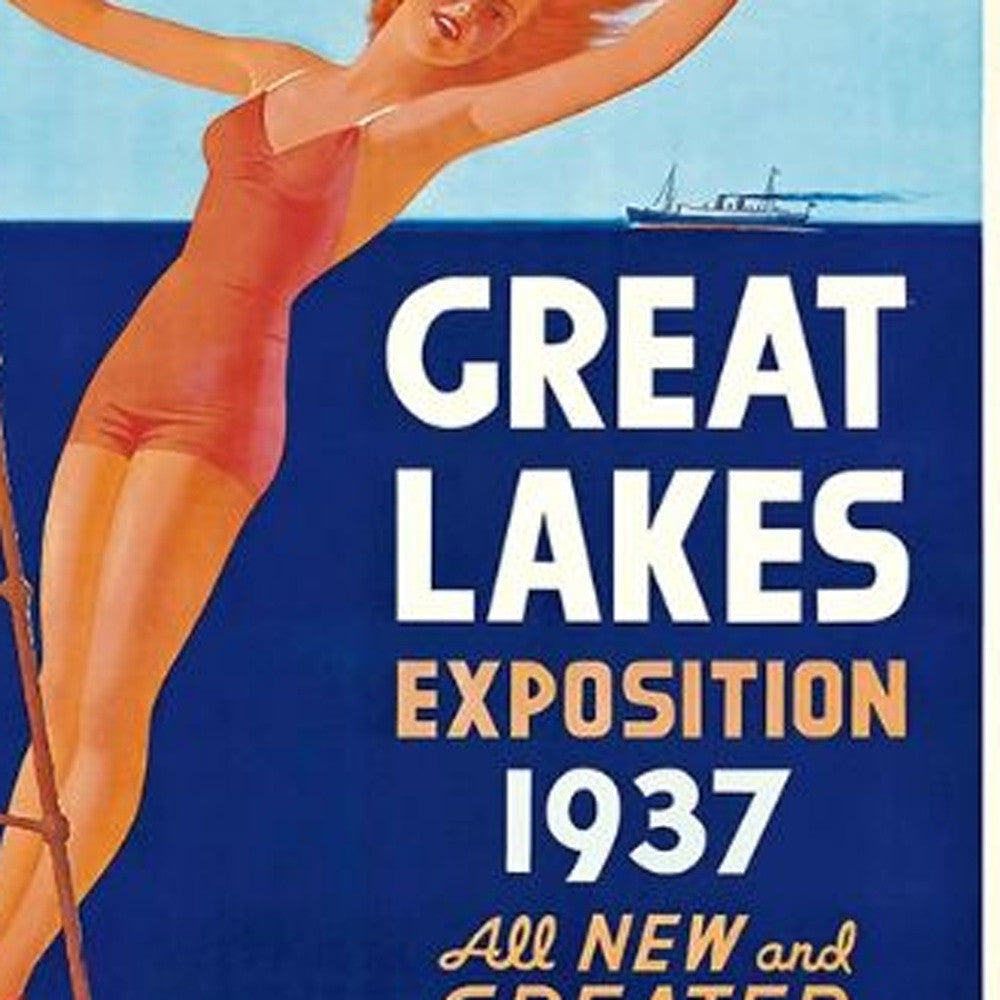 12" X 18" Great Lakes 1937 Vintage Travel Poster Wall Art-3