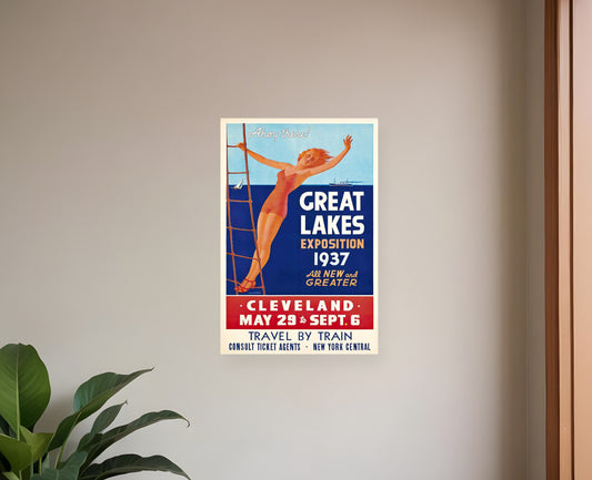 9" X 12" Great Lakes 1937 Vintage Travel Poster Wall Art-0