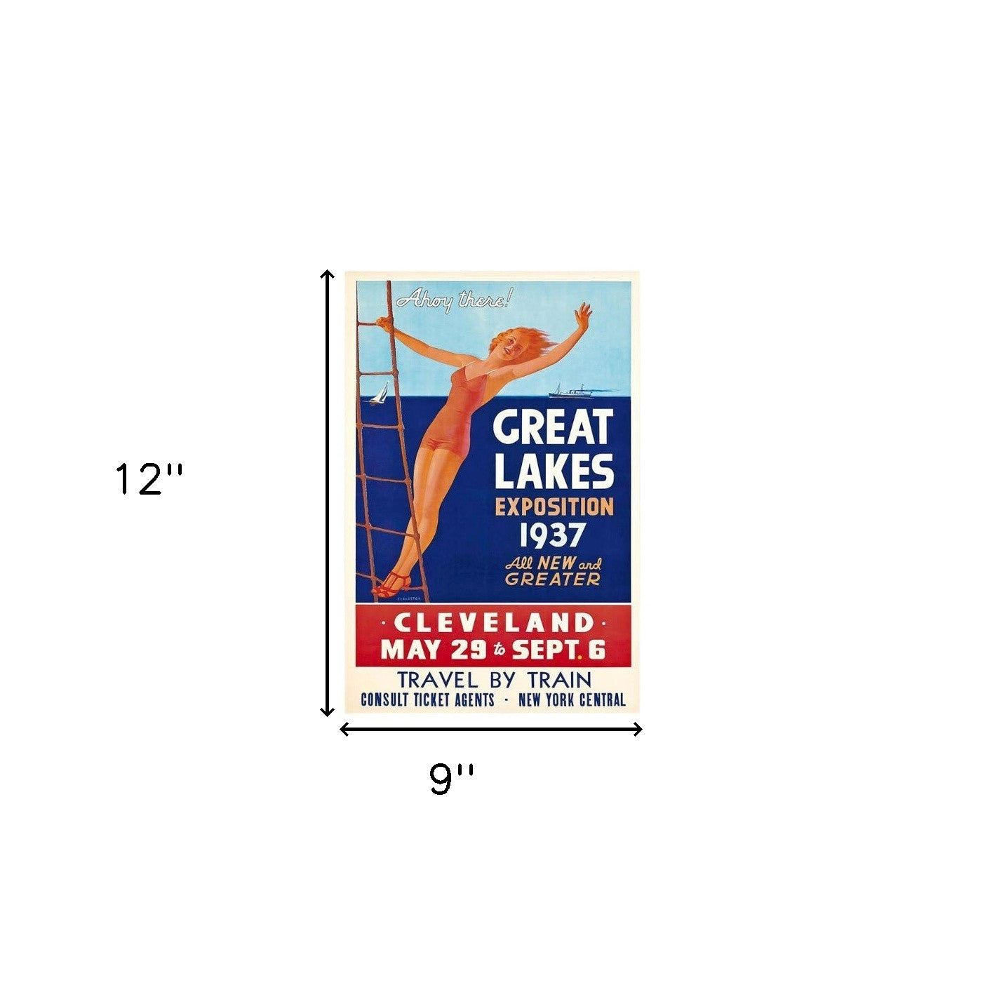 9" X 12" Great Lakes 1937 Vintage Travel Poster Wall Art-4