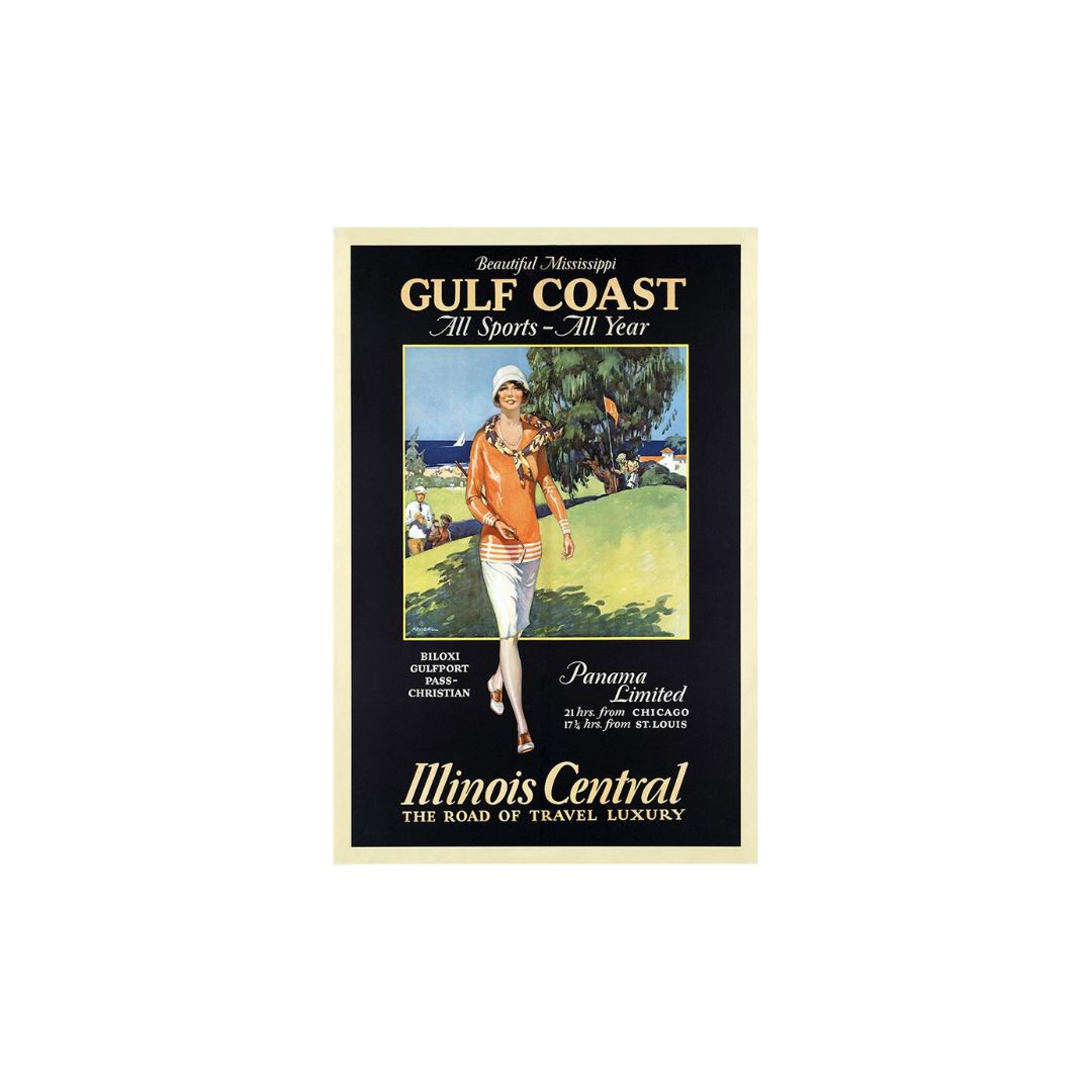 Gulf Coast Golf 1932 Vintage Travel Unframed Print Wall Art-1