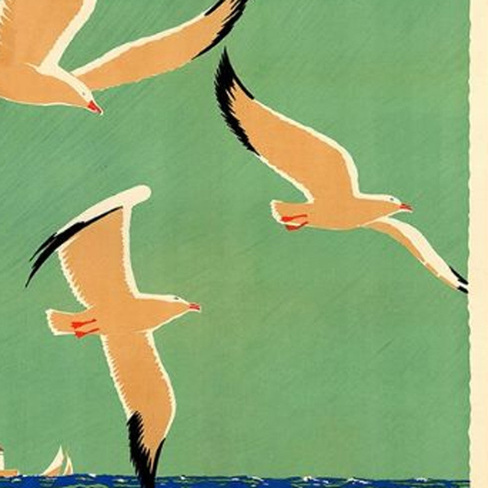 12" X 18" Birds Over Lake Michigan C1929 Vintage Travel Poster Wall Art-2
