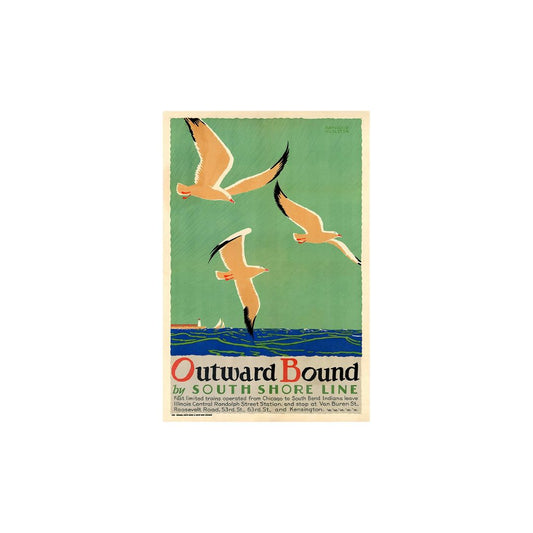 12" X 18" Birds Over Lake Michigan C1929 Vintage Travel Poster Wall Art-1