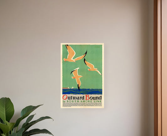 9" X 12" Birds Over Lake Michigan C1929 Vintage Travel Poster Wall Art-1
