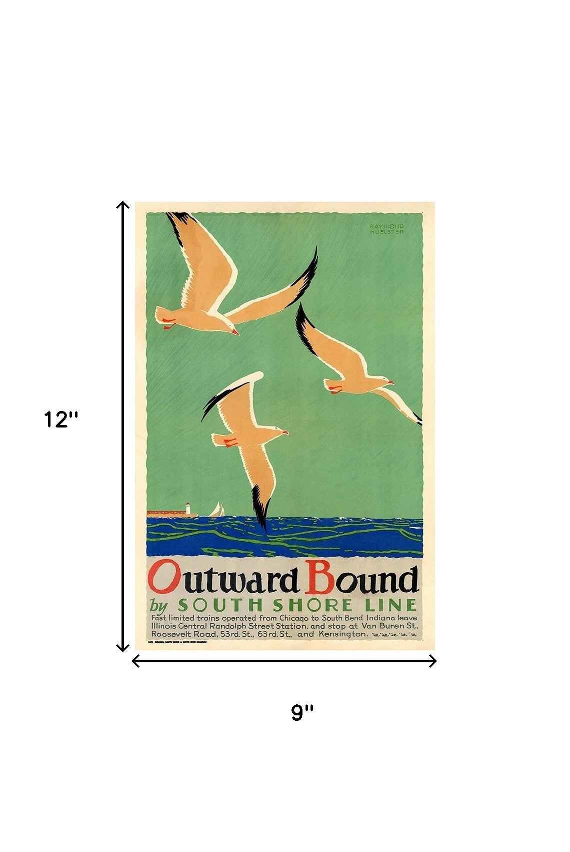 9" X 12" Birds Over Lake Michigan C1929 Vintage Travel Poster Wall Art-7