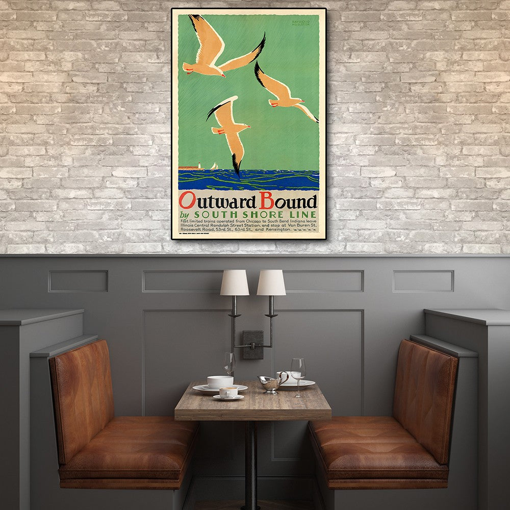 9" X 12" Birds Over Lake Michigan C1929 Vintage Travel Poster Wall Art-5