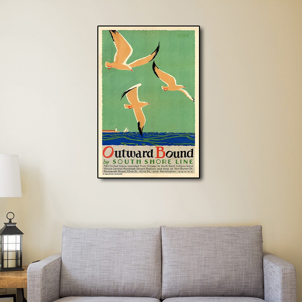 9" X 12" Birds Over Lake Michigan C1929 Vintage Travel Poster Wall Art-6