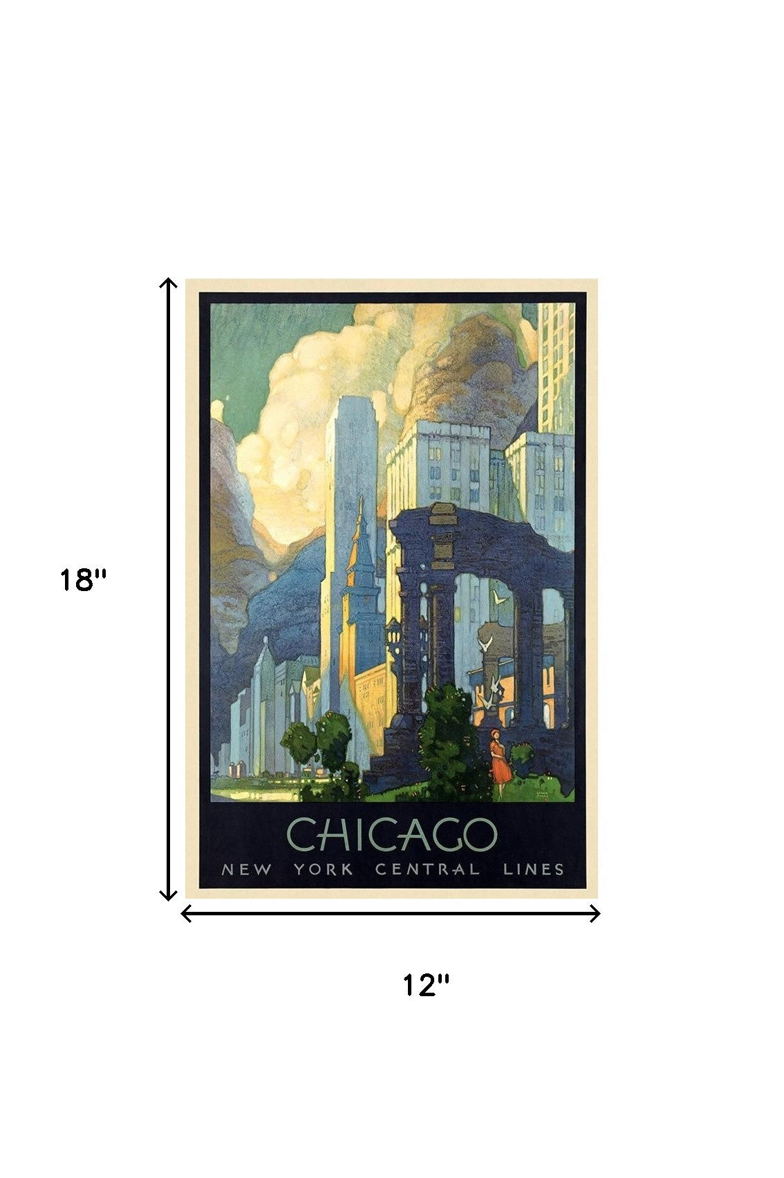 12" X 18" Vintage 1929 Chicago Michigan Ave Travel Poster Wall Art-7