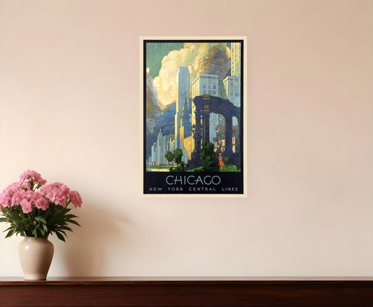 12" X 18" Vintage 1929 Chicago Michigan Ave Travel Poster Wall Art-1