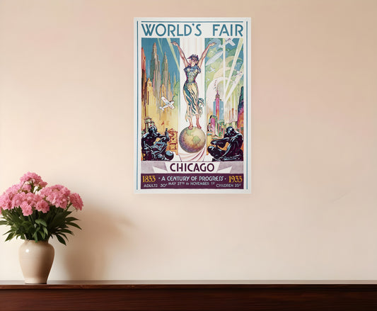 12" x 18" Vintage 1933 Chicago Worlds Fair Wall Art-1