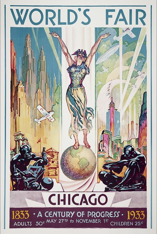 12" x 18" Vintage 1933 Chicago Worlds Fair Wall Art-0