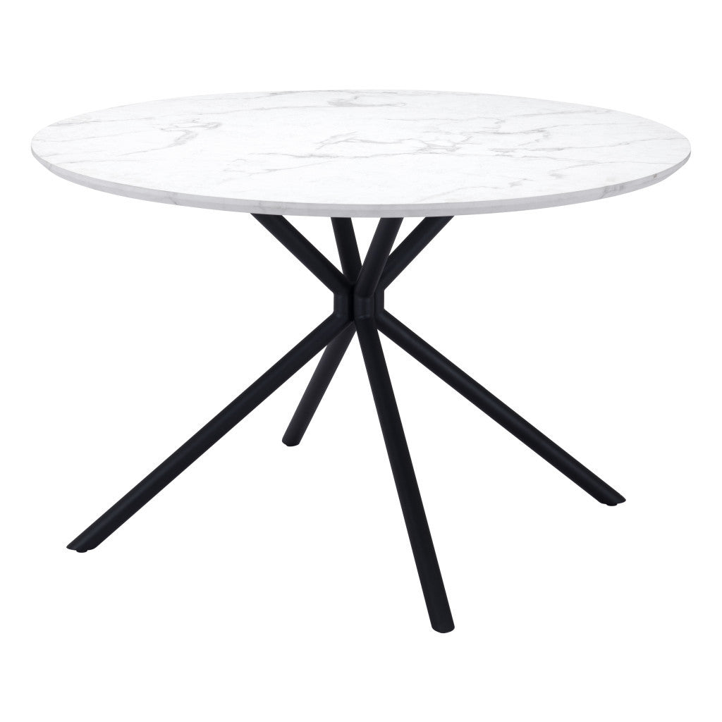 47" White And Black Rounded Steel Dining Table-2