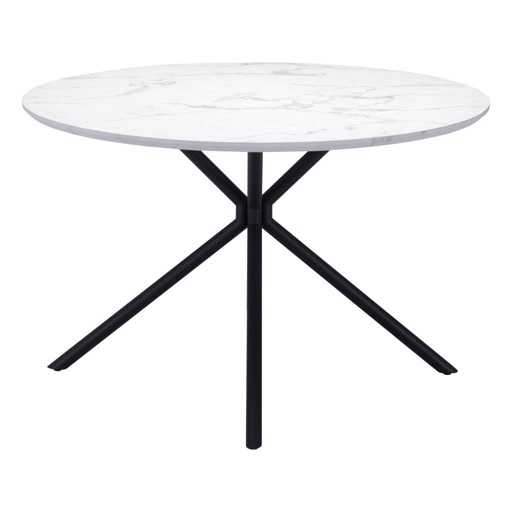 47" White And Black Rounded Steel Dining Table-3