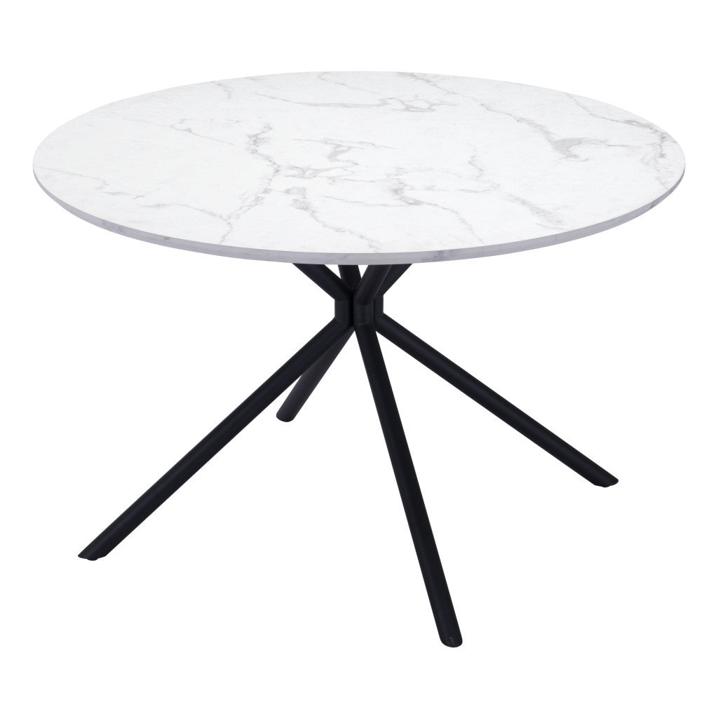 47" White And Black Rounded Steel Dining Table-4