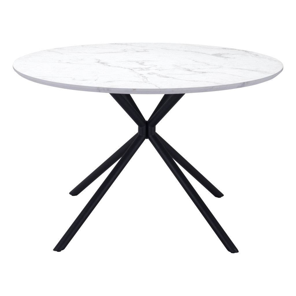 47" White And Black Rounded Steel Dining Table-6