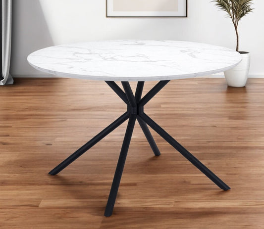 47" White And Black Rounded Steel Dining Table-1