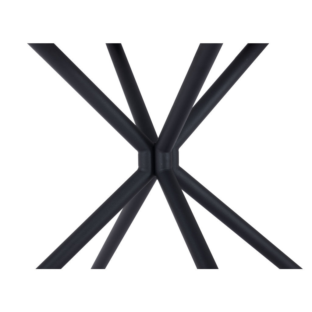 47" White And Black Rounded Steel Dining Table-7