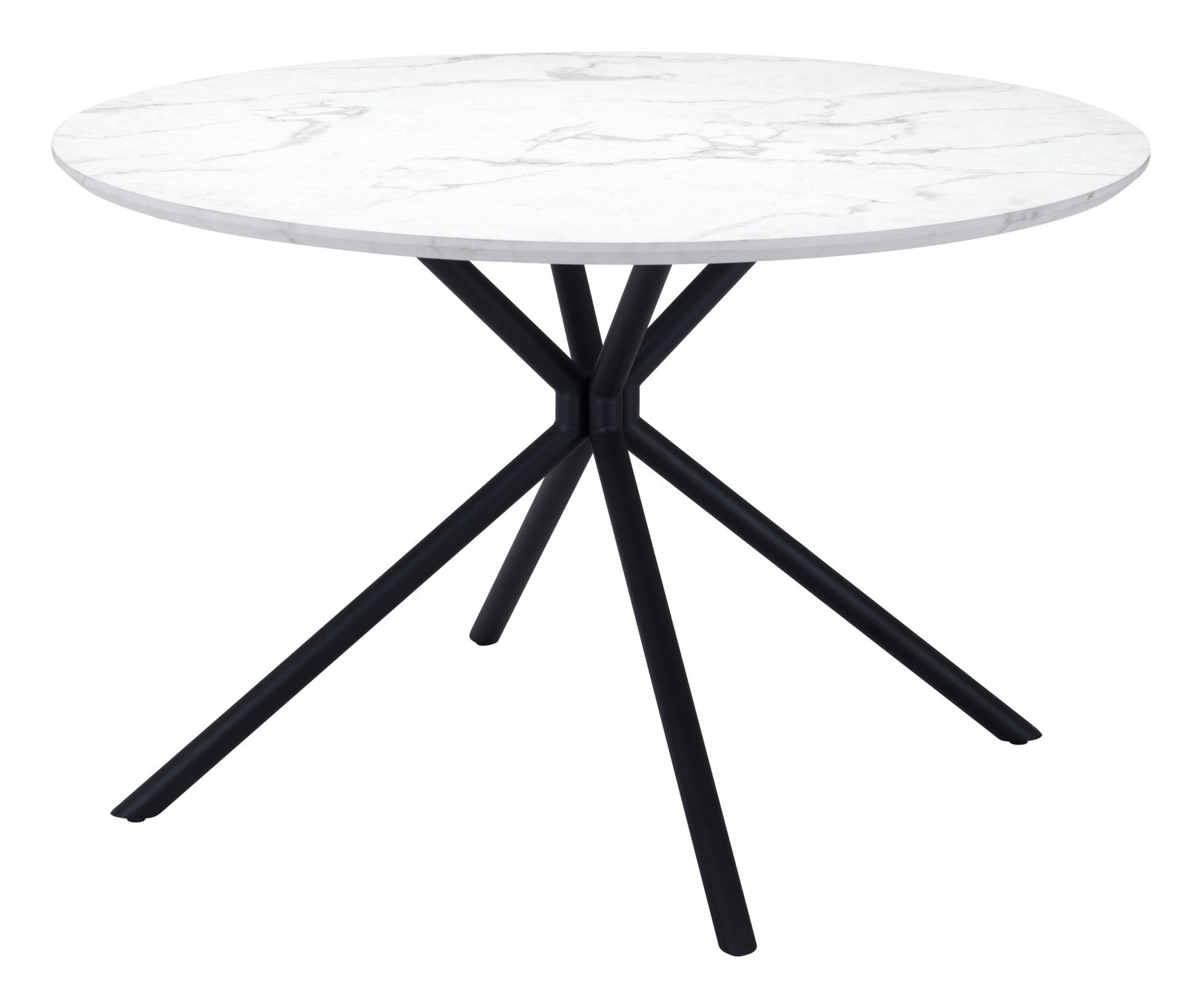 47" White And Black Rounded Steel Dining Table-8
