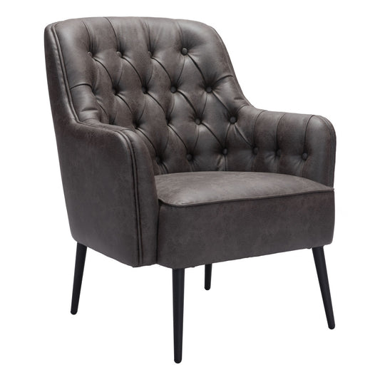 29" Black Faux Leather And Upholstered Tufted Chesterfield Chair-0