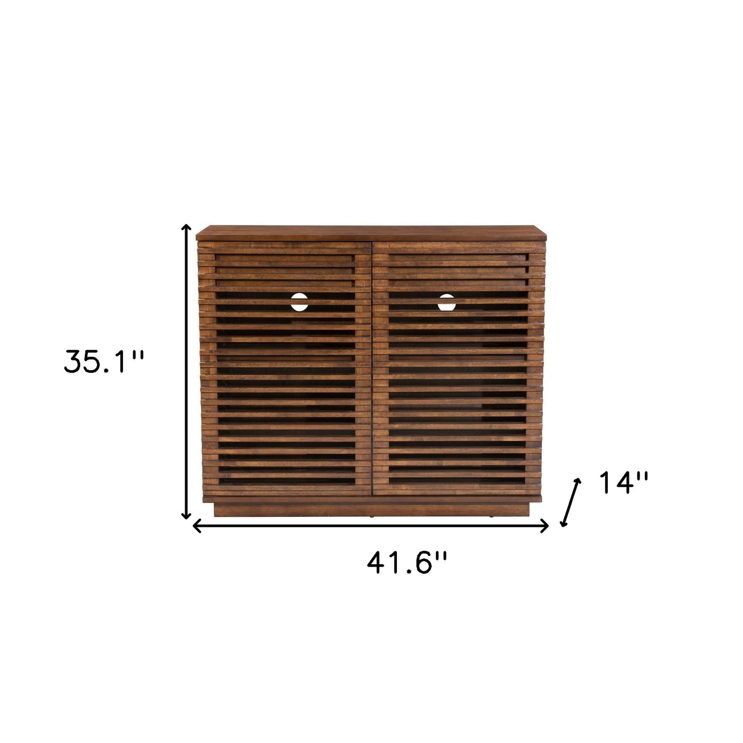 42" Walnut Wood Accent Cabinet With Three Shelves And Two Drawers-7