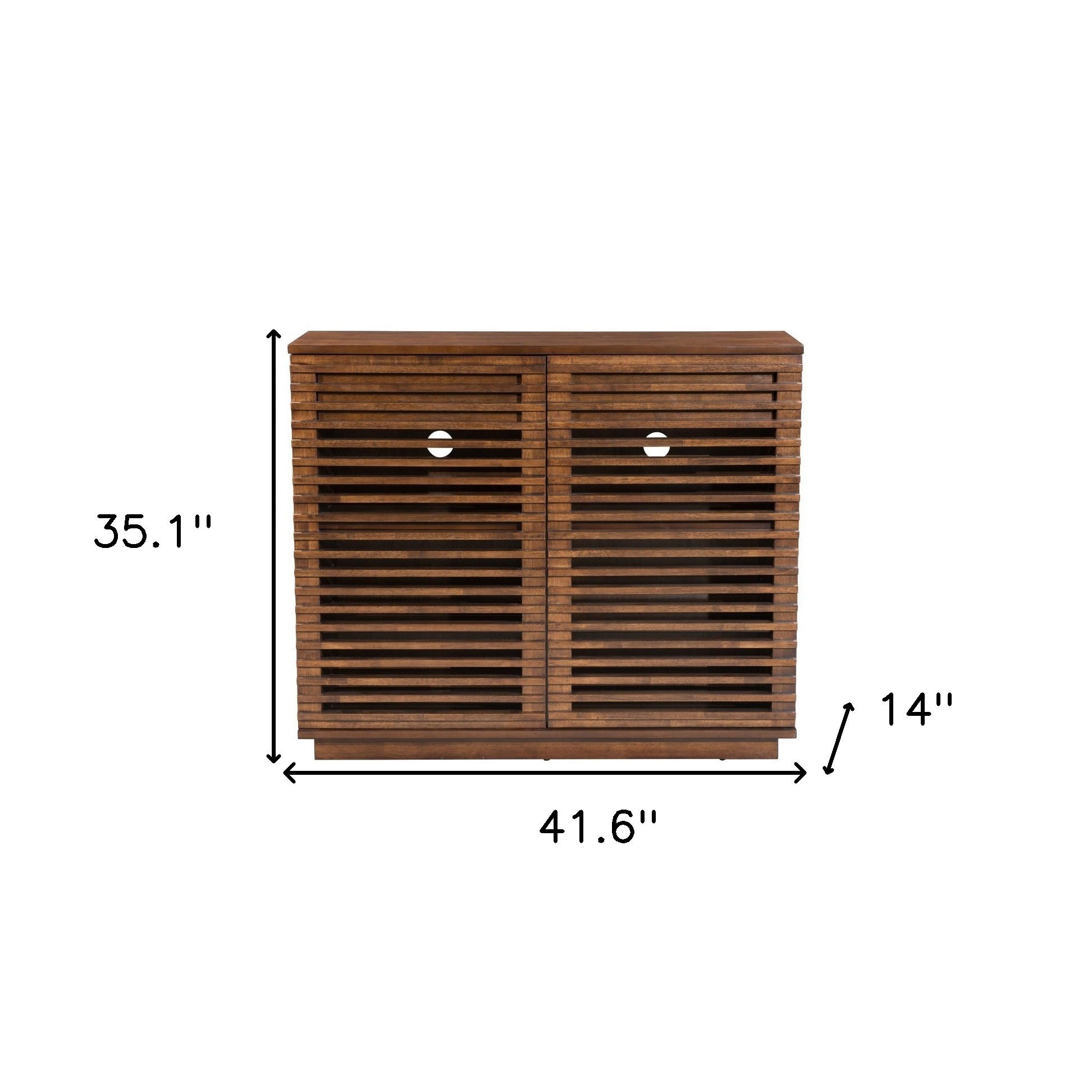 42" Walnut Wood Accent Cabinet With Three Shelves And Two Drawers-7