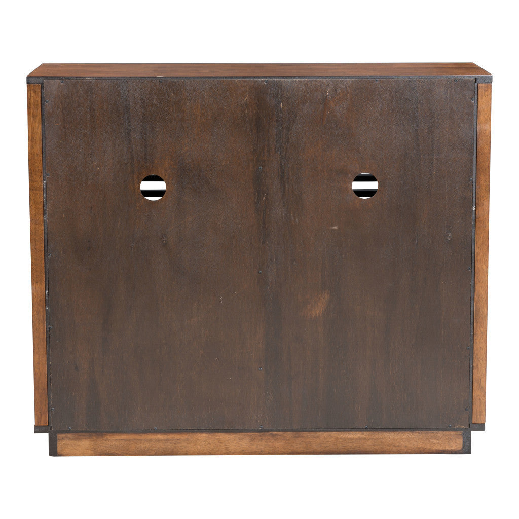 42" Walnut Wood Accent Cabinet With Three Shelves And Two Drawers-4