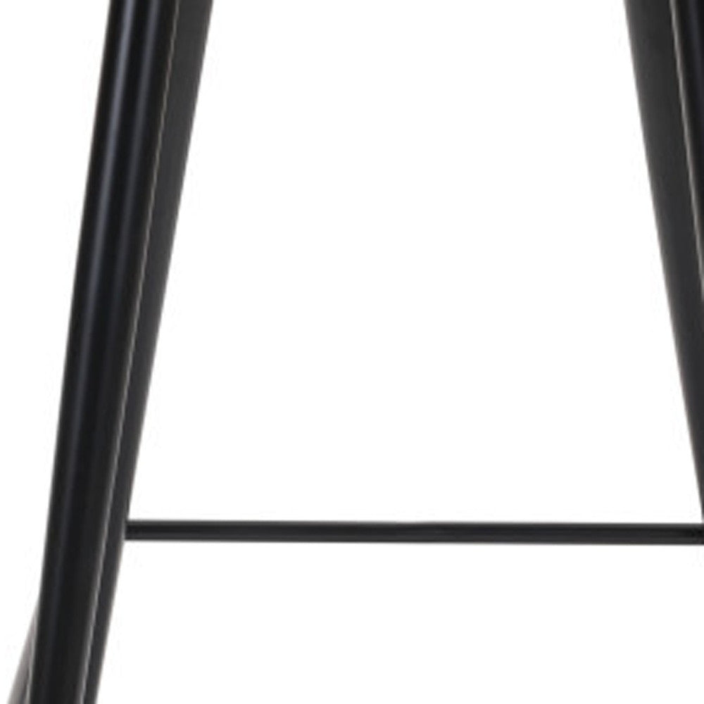 30" Pink And Black Velvet And Steel Bar Height Bar Chair-6