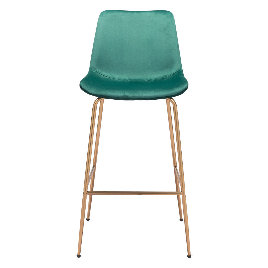 31" Green And Copper Steel Low Back Bar Height Bar Chair-2