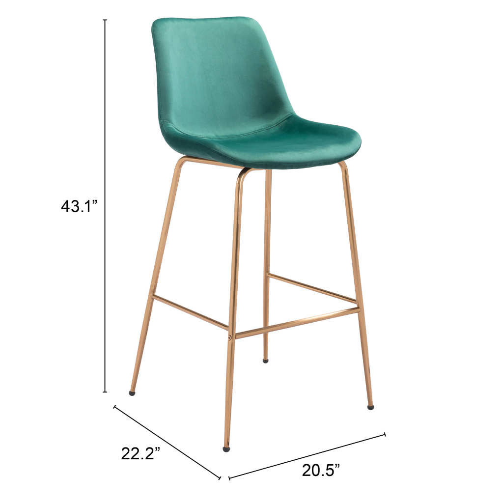 31" Green And Copper Steel Low Back Bar Height Bar Chair-7