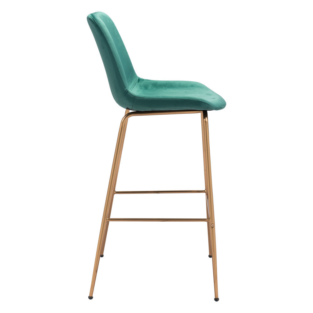 31" Green And Copper Steel Low Back Bar Height Bar Chair-4
