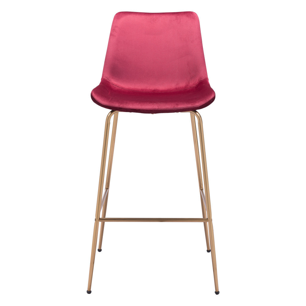 31" Red And Copper Steel Low Back Bar Height Bar Chair-2