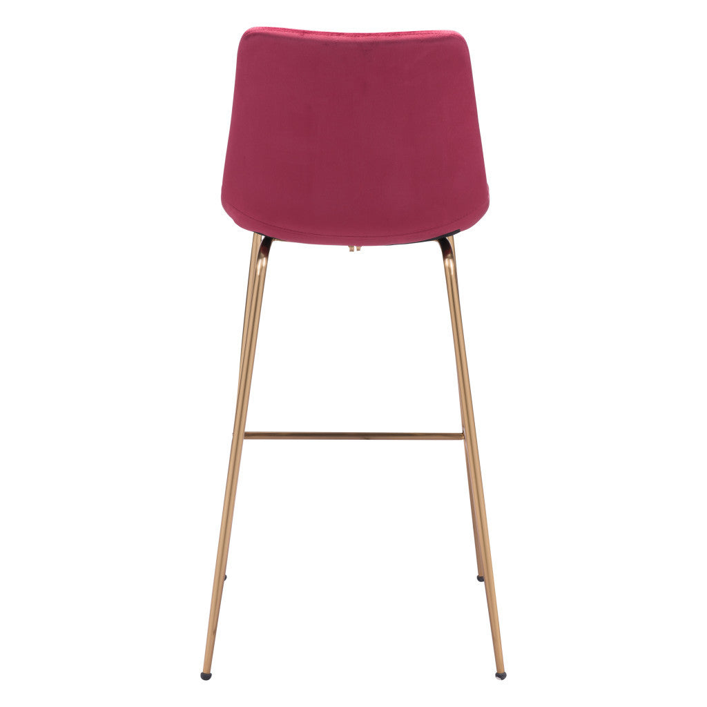 31" Red And Copper Steel Low Back Bar Height Bar Chair-3