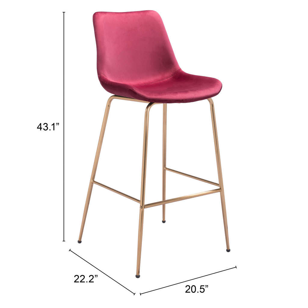 31" Red And Copper Steel Low Back Bar Height Bar Chair-7