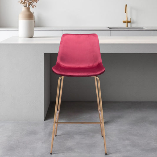 31" Red And Copper Steel Low Back Bar Height Bar Chair-1