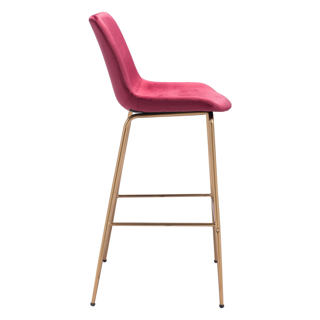 31" Red And Copper Steel Low Back Bar Height Bar Chair-4