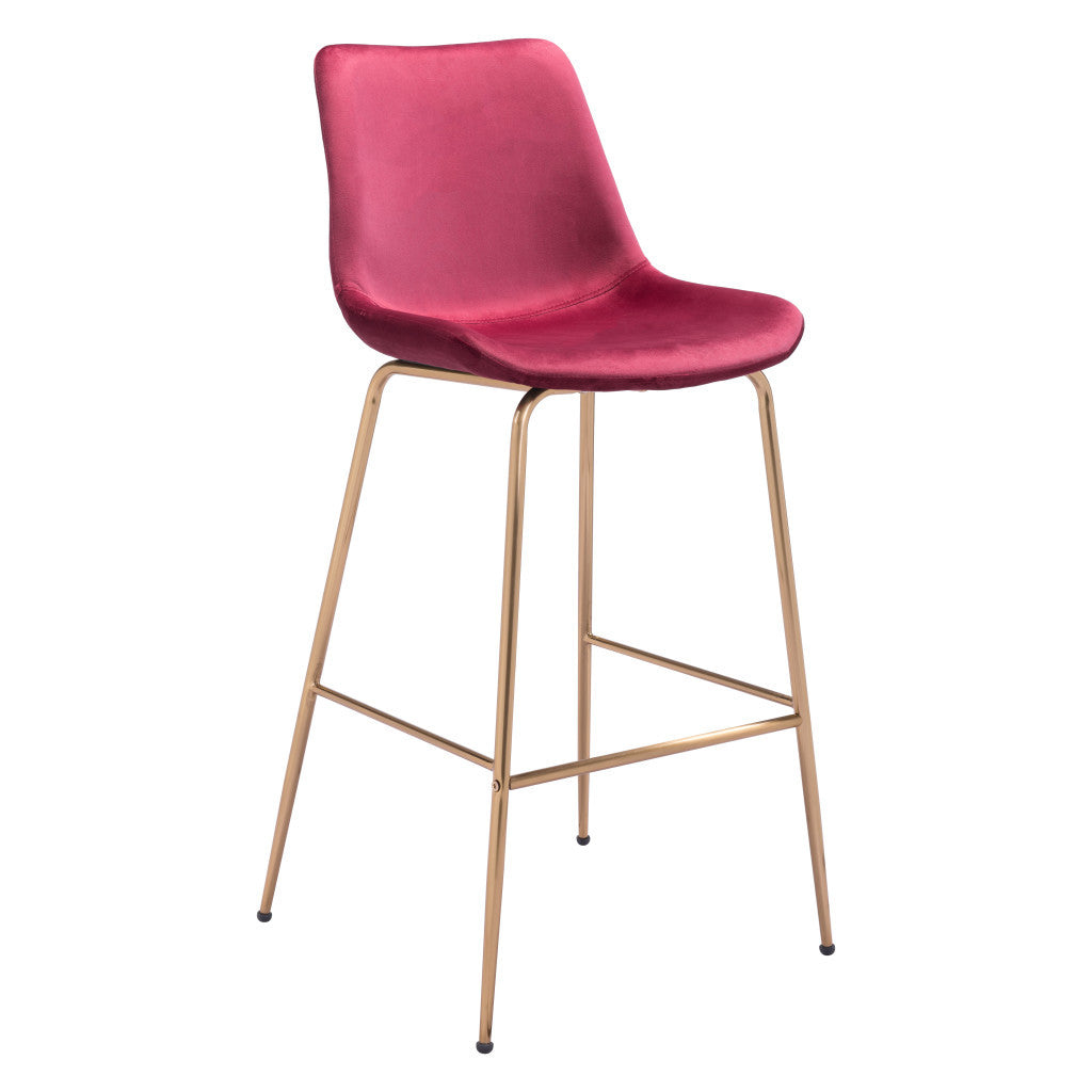 31" Red And Copper Steel Low Back Bar Height Bar Chair-0