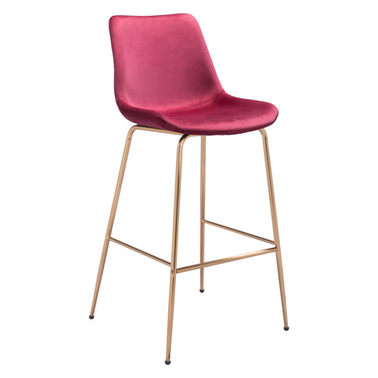 31" Red And Copper Steel Low Back Bar Height Bar Chair-0